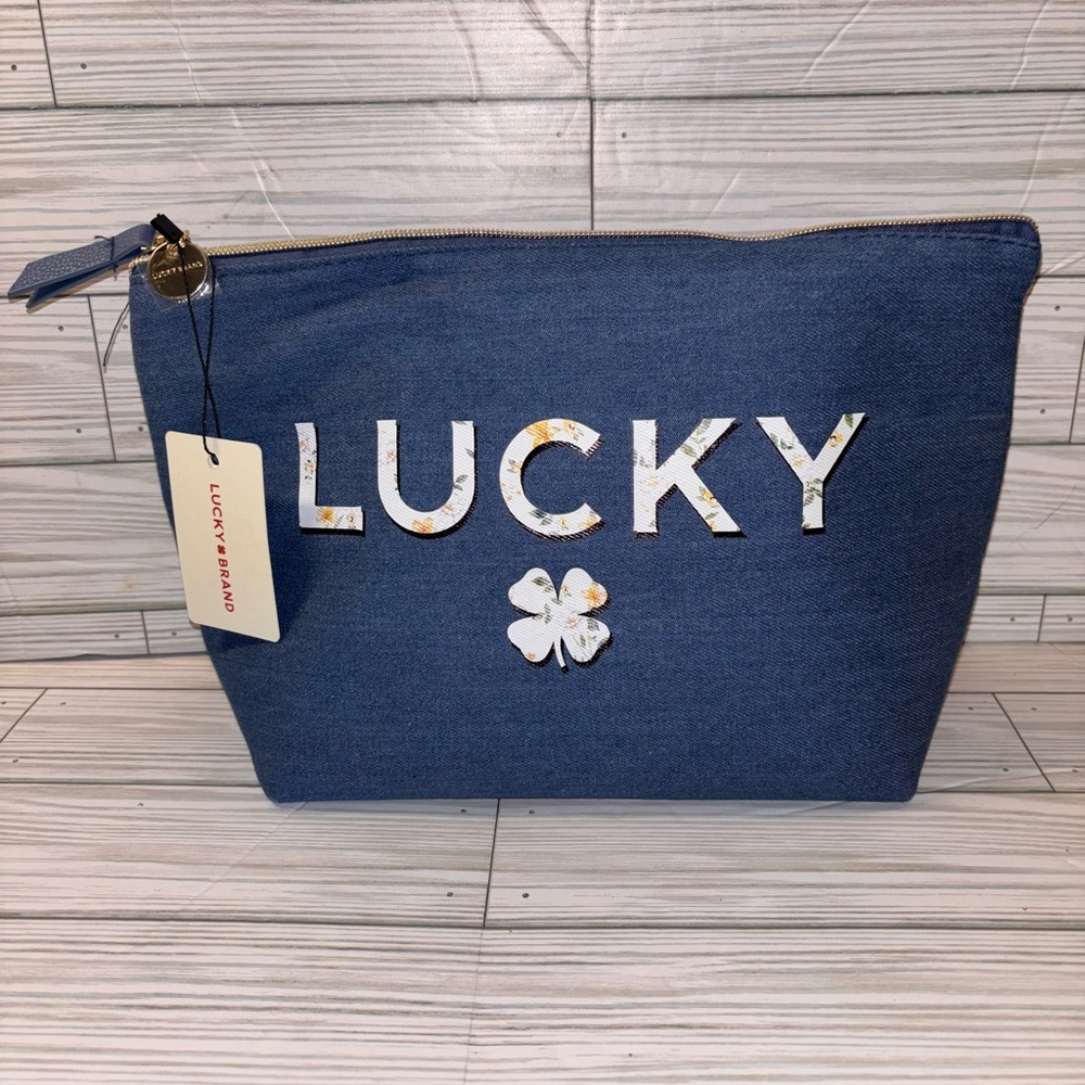 Lucky Brand Denim Cosmetic Bag & bottle NWT